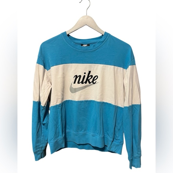 Nike Colorblock Sweatshirt - Blue & White - Size Medium - Picture 1 of 4